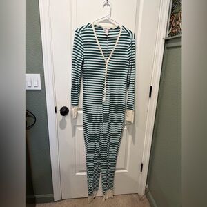 Victoria's Secret Teal and Cream Striped onesie size M